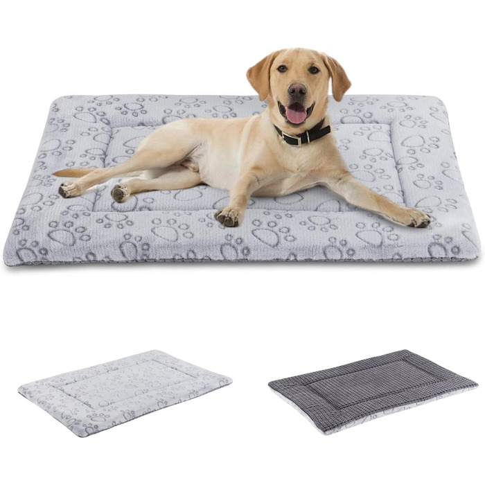 IEUUMLER Dog Bed Washable Dog Mat, Fluffy Soft and Warm Dog Blanket for Travel, Cat Cushion for Large and Small Dogs or Cats FC014 (Gray, 106 * 71cm)