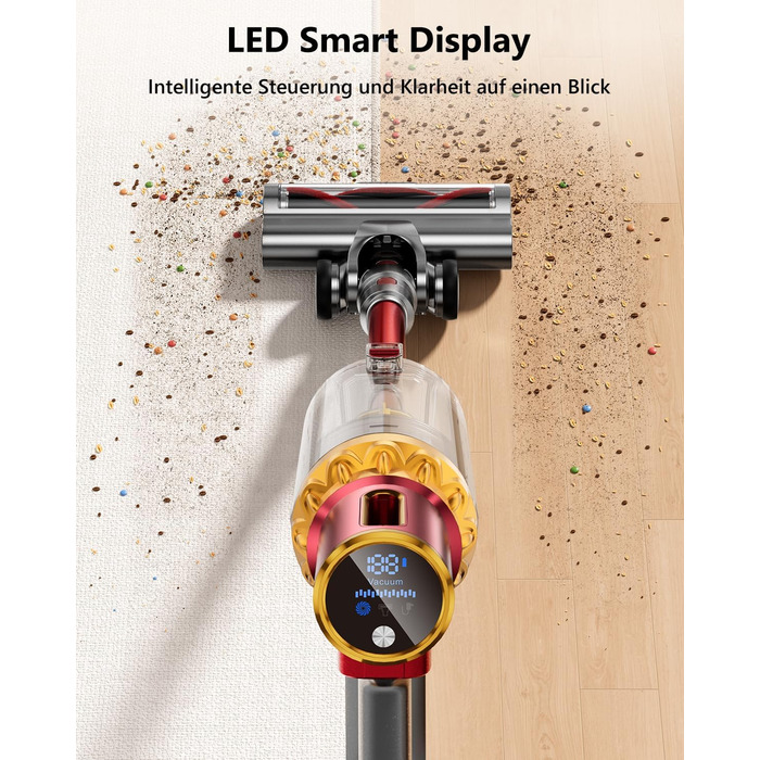 Бездротовий акумуляторний пилосос X10 з зарядною станцією та анти-заплутувальною насадкою для твердих підлог, килимів та шерсті тварин (75 хвилин роботи)