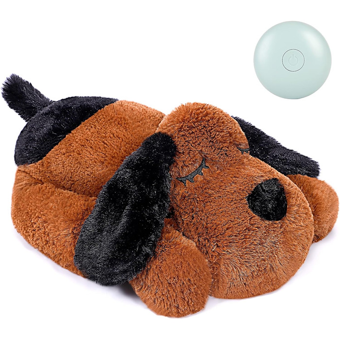Heartbeat Puppy Plush Dog Toy, Puppy Heartbeat Stuffed Animal for Dogs Anxiety Relief Behavior Aid Toy, Heartbeat Plush Toys for Dogs (dark brown)