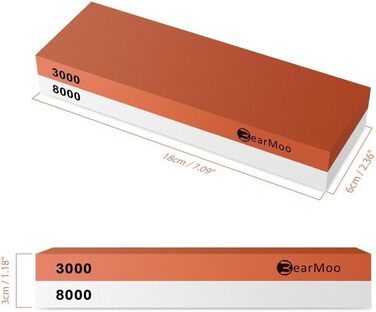 Шліфка BearMoo 2-в-1: шліфка та точило для ножів, зернистість 3000/8000, з підставкою