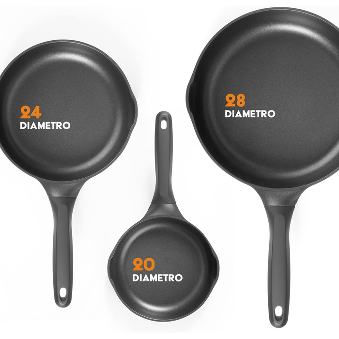 Набір сковорідок Stone&Stone (4 шт.) 20-24-28-32 см | Антипригарне покриття, для індукції та газу | Професійні сковороди з німецьким покриттям + 4 кришки, 4 аксесуари, без PFAS