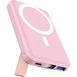 Power Bank AOGUERBE Mag-Safe 10000mAh рожевий: Бездротова зарядка 22.5W PD з LED-дисплеєм
