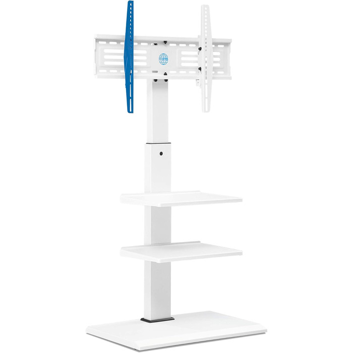 FITUEYES TV Stand White Series-S - 32-65 Inch, 40kg Capacity, Adjustable Height, Swivel & Tilt, 400x600 VESA, 3 Shelves