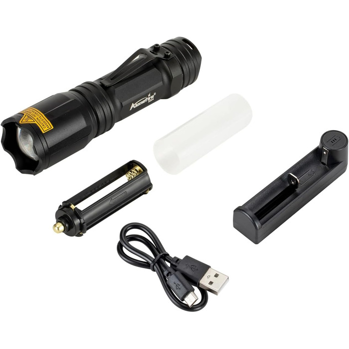 Ліхтарик Alonefire X004 тактичний LED 4 кольори, акумуляторний, водонепроникний, зум, для полювання, туризму, поліції, виживання
