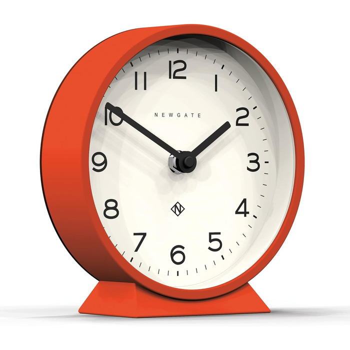 NEWGATE® M Silent Mantel Clock - 'No Tick' - A Modern Mantel Clock - Small Clock - Mantel Clocks - Minimalist Dial - (Pumpkin Orange)