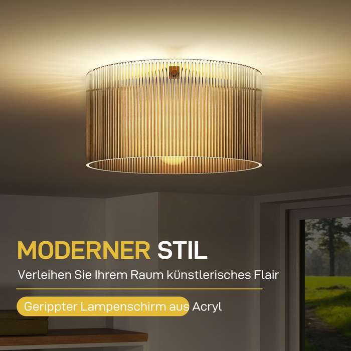 HOMCOM Flush Mount Ceiling Light with Acrylic Shade and Metal Frame, Compatible with Halogen and LED Bulbs
