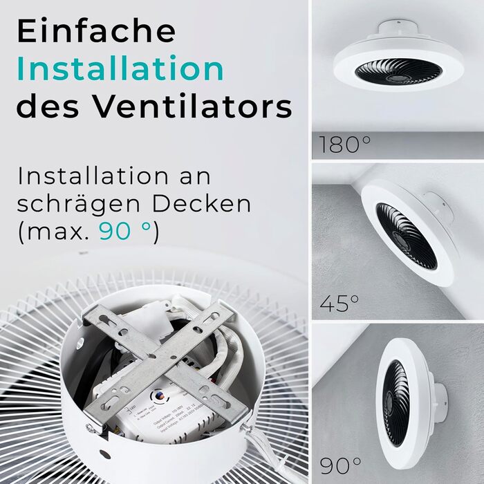 Стельовий вентилятор Noaton Triton 12050B з LED підсвіткою, 50 см, чорний. Димер, 3 режими світла, пульт, таймер