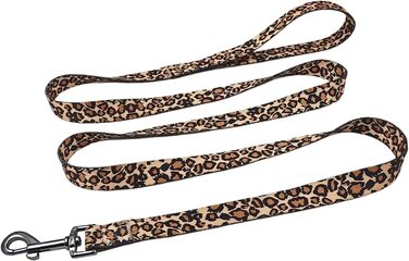 Набір повідка та нашийника для собак, леопардовий принт, поліестер, 150 см, для маленьких собак (розмір S, коричневий леопард)