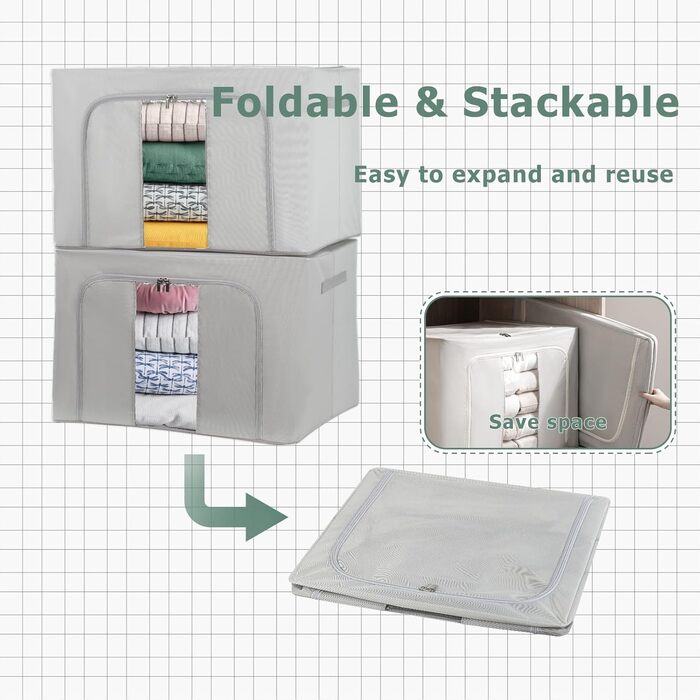 Органайзер для зберігання постільної білизни та одягу, 2 шт. (24L, сірий)