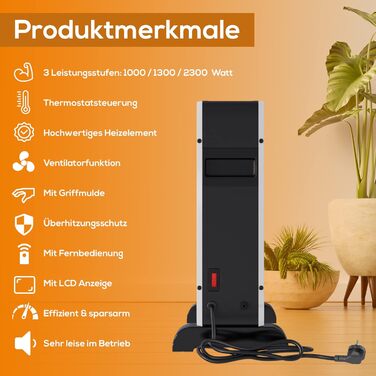 Електричний конвекторний обігрівач Tronitechnik® KH-102, 2.3kW з таймером та термостатом, 3 режими нагріву