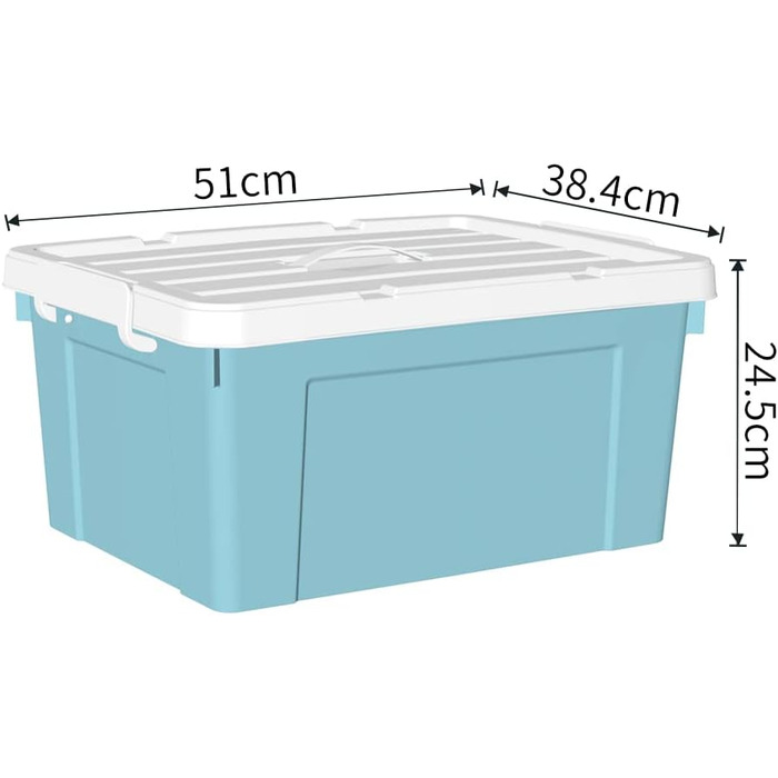 Cetomo 65 l x 6 Plastic Storage Box, Carry Case, Organizer Container with Sturdy Lid and Secure Locking Buckles, Stackable, 6 Pieces, Blue with Buckle (35L*4)