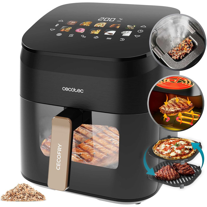 Фритюрниця Cecotec CecoFry Advance Double 9 л з подвійними кошиками, 2850 Вт, цифрова, без олії, PerfectCook