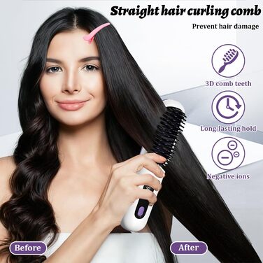 Бездротова щітка-випрямляч для волосся Mini, 160-200°C, LED дисплей, 3 температурні режими (M4)