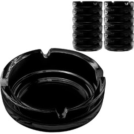 Concept 11 - Outdoor Ashtray Black 11cm | 3 Piece Glass Ashtray | Glass Ashtray 3.5 cm high, Dishwasher Safe, Catering Supplies