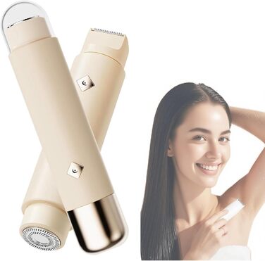 Електричний жіночий тример для бікіні, обличчя та тіла, IPX8, 2-в-1, вологостійкий, для чутливої шкіри (білий, персиковий)