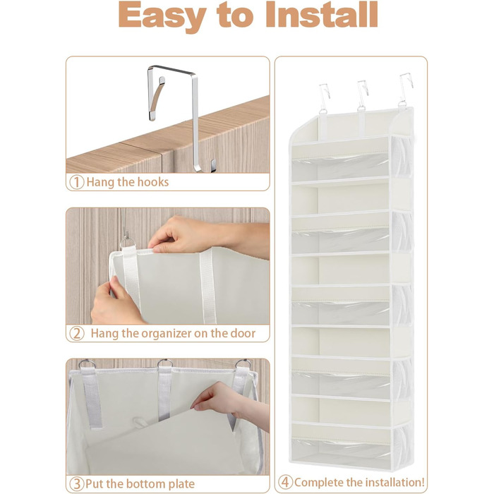 Органайзер на двері 5-поверховий складний бежевий (2 шт) для ванної, дитячої, кемпінгу