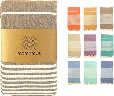 Великий пляжний рушник MOMOMUS Fouta XXL 200x200 см з бавовни з китицями