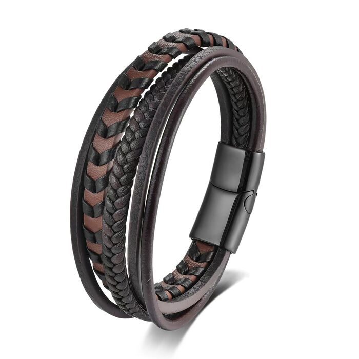 Чоловічий шкіряний браслет ручної роботи: ідеальний подарунок на Різдво, День батька, День святого Валентина, День народження. Браслет для чоловіків, колір коричневий, 9.0 дюймів.