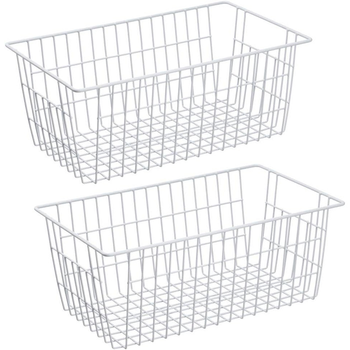 SANNO SANNO Wire Storage Baskets Freezer Baskets Farmhouse Organizer Storage Containers Large Organizer Containers for Pantry Organization Storage Baskets Rack with Handles - Set of 2