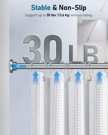 Штанга для душу Uniclife без свердління, 82–204 см, регульована, нержавіюча сталь, для ванної, вікна, шафи, срібна