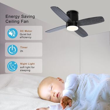 Стелянка вентилятор Ohniyou з підсвіткою та пультом дистанційного керування, 96,5 см (38 дюймів). Тиха, регульована яскравість, для спальні, тераси, внутрішнього та зовнішнього використання (чорний, сучасний)