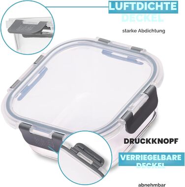 Контейнери для харчування Igluu, скляні, 3 шт. (400/650/950 мл) - BPA-free, мікрохвильова піч, духовка, морозилка, посудомийна машина, герметичні, жаростійке боросилікатне скло
