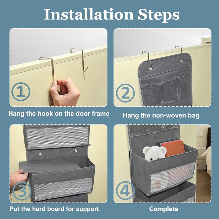Органайзер для дверей, 5 кишень, з гачками, сірий. Організатор для ванної, шафи, кемпінгу, 150x36.5x14 см