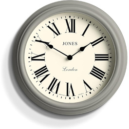 JONES CLOCKS® Venetian Wall Clock | Classic Round | 30cm | Green | Roman Numerals | Traditional Design ideal for kitchen, living room or bedroom (Grey/Roman Numerals)