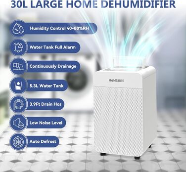 Вологопоглинач повітря 25л з таймером 24г, автоматичним розморожуванням та безперервним відведенням води