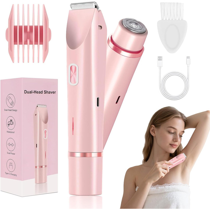 Електричний жіночий стайлер 2-в-1: для обличчя, тіла та бікіні. Вологозахисний, акумуляторний.