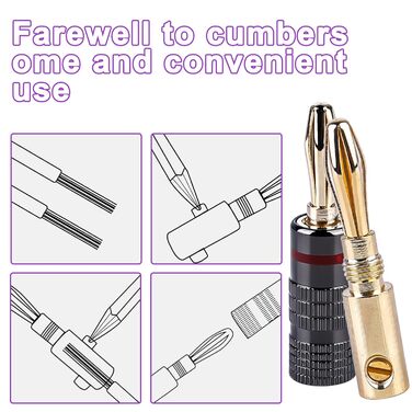 Бананові конектори Vegena (20 шт.) з 24K покриттям, 4 мм, для акустичних кабелів, підсилювачів, AV-ресиверів, домашнього кінотеатру