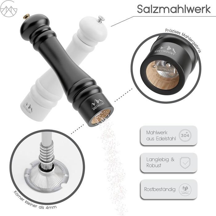Набір млинів для солі та перцю Caucasus (чорний/білий, 2 шт.)