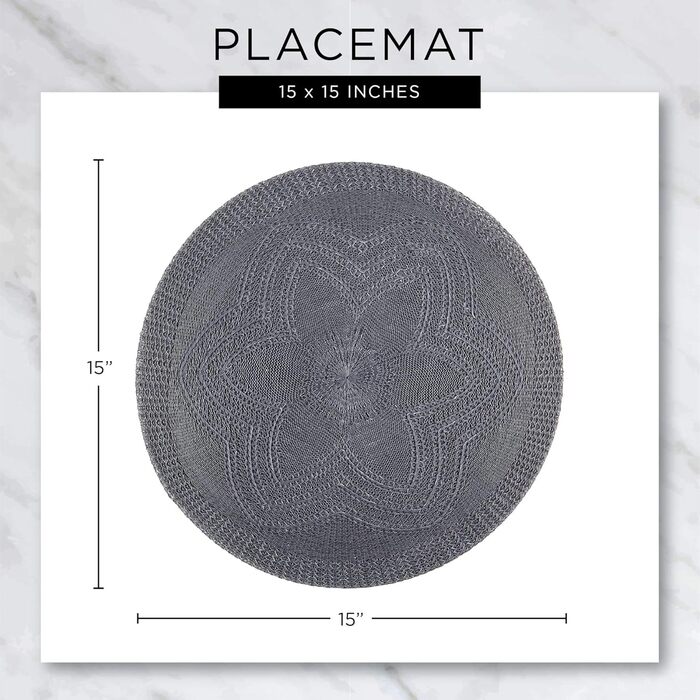 DII PVC Tablecloth Collection - Woven for Indoors and Outdoors, Polyvinyl Chloride, Nautical Blue, Round Placemat Set, 13.75