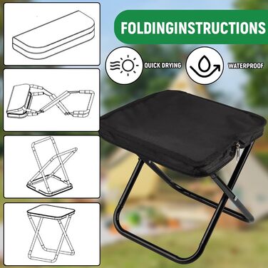 Складний стільчик-пуф для кемпінгу та відпочинку: туристичний, для риболовлі, дачі, пляжу (150 кг)