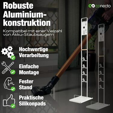Підставка для пилососа Conecto, універсальна сумісність з Dyson Gen5, V15, V12, V11, V10, V8, V7, V6, для підлоги, аксесуари (береза, білий)