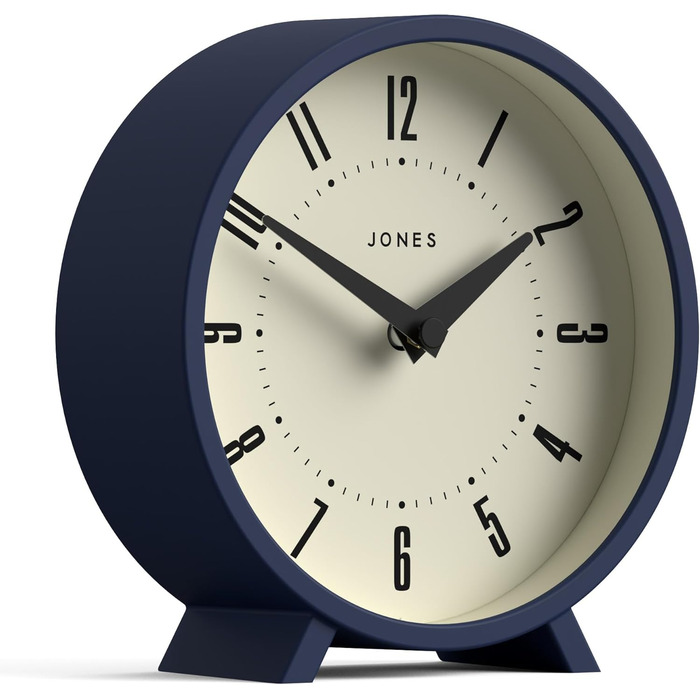 Настільний годинник JONES CLOCKS Venus, круглий, ретро дизайн, синій – для столу, полиці, каміна або тумби