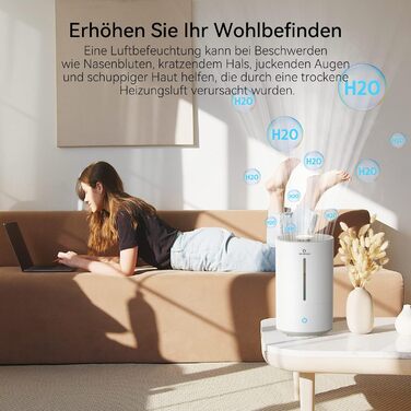 Ультразвуковий зволожувач повітря, 4 літри - тихий зволожувач для дитячої кімнати, спальні та для немовлят
