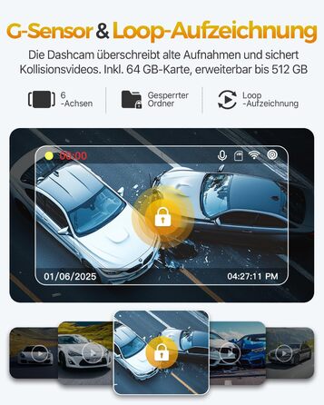 Відеореєстратор GKU 3-камерний, 4K+1080P+1080P, GPS, WiFi, IPS-дисплей 3