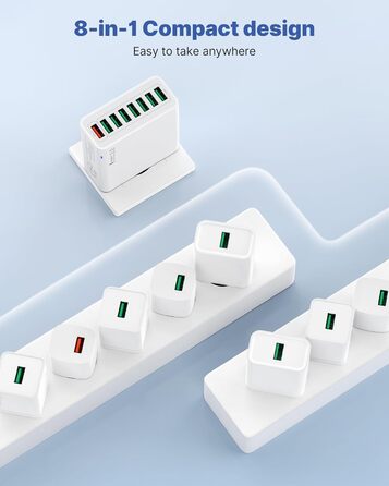 Мережевий адаптер USB 6 портів 33W з QC 3.0, білий (2 шт.) - для iPhone, iPad, Android