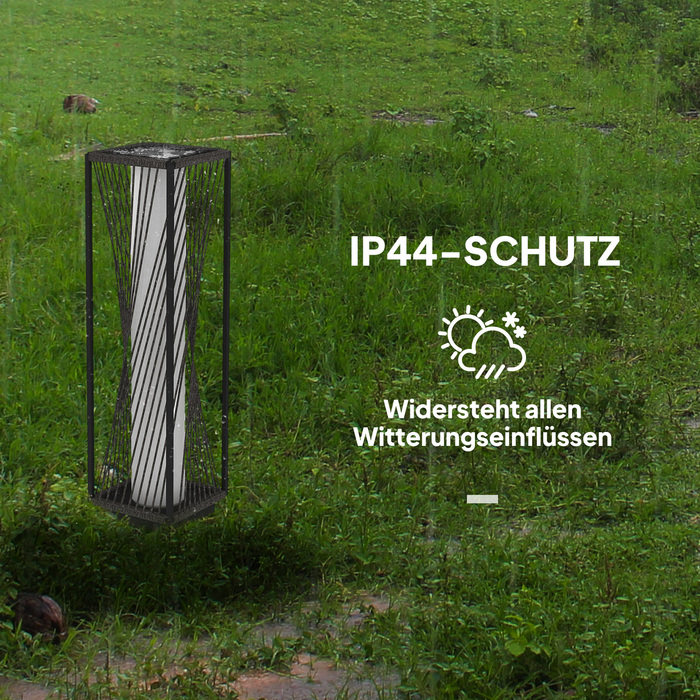 Outsunny Solar Standing Lamp with Light Sensor, 25 LED Lights, Boho Style, IP44 Waterproof, Black+Gray