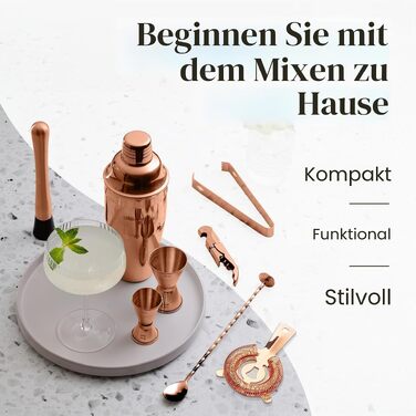 Набір для коктейлів Mixology & Craft з нержавіючої сталі, 11 предметів, аксесуари для бару, сріблястий (мідь)