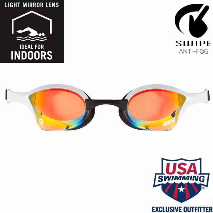 ARENA Unisex - Adult Cobra Ultra Swipe Mr (Yell-White) Swim Goggles, Multi-Colored, 1 & Anti-Fog Spray for Swim Goggles (No Fog, 150 Applications), Transparent (100), One Size