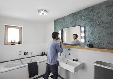 LEDVANCE Smart LED Bathroom Lamp Chrome, 18W, 1800LM, 3000-6500K, 30cm, IP44, Orbis Round Wall Light, Bathroom Light with Wi-Fi Technology, Dimmable, Controllable via App and Voice Assistants
