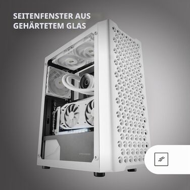 Ігровий корпус Mars Gaming MC-iPRO ATX, 3D-Mesh передня панель, загартоване скло, 120мм FDB вентилятор, підтримка рідкого охолодження, Білий