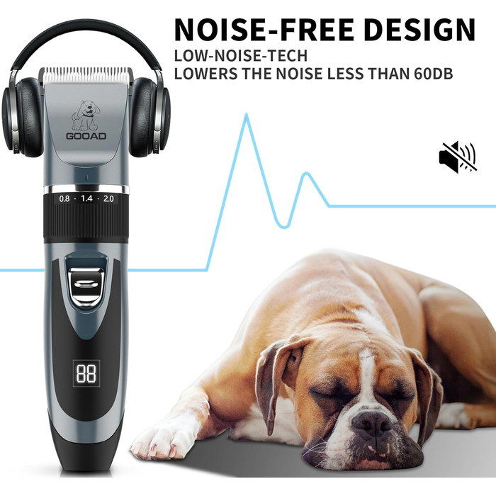 Електрична машинка для стрижки собак та котів, тиха, USB, бездротова, акумуляторна, для собак та котів (Блакитна)