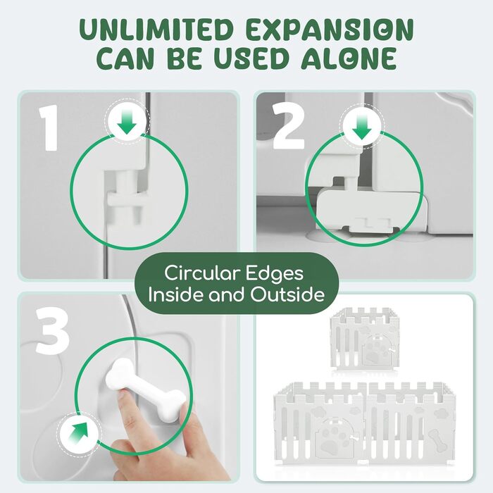 Клітка-манеж для собак та цуценят з дверима, 6-панельна, для дому, біла (156 x 78 x 60 см)