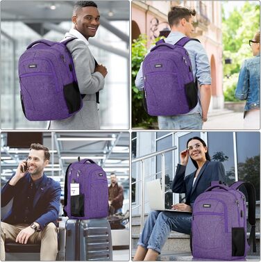 Рюкзак BIKROD для чоловіків та жінок, шкільний рюкзак для хлопчиків та дівчаток-підлітків, 15.6 дюймів для ноутбука, робочий, для подорожей, кемпінгу, роботи, 15.6' (фіолетовий)