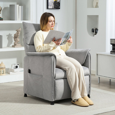 HOMCOM Electric Recliner TV Chair with Memory Function, Quiet Operation, Reclining Function, Adjustable Reclining Chair with Pet-Friendly Velvet-Like Fabric, Remote Control, Grey | Aosom