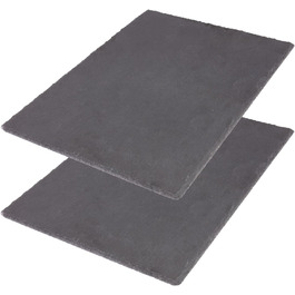 Westmark Natural Slate/Serving Plates, 2 pieces, Rectangular, with Scratch Protection, Surface: 40 x 30 cm each, Slate, Tapas + Friends, Anthracite, 693422E3