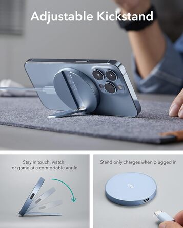 Бездротовий зарядний пристрій ESR MagSafe з підставкою для iPhone 17/16/16 Pro/16 Pro Max/15/14/13, AirPods 4/3/2 Pro, білий (без адаптера живлення)
